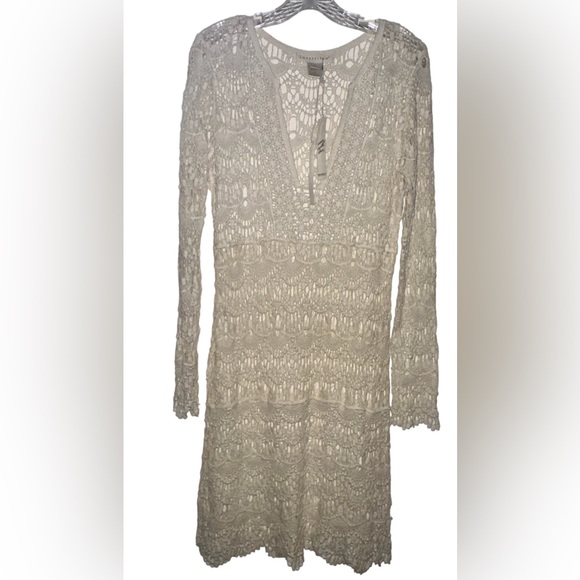 LOVE STICH BEACH COVER UP SIZE L BEIGE LACY KNITTED NWT GORGEOUS - Picture 1 of 6